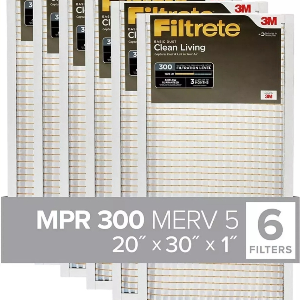 Filtrete 20x30x1 AC Furnace Air Filter, MERV 5, MPR 300,